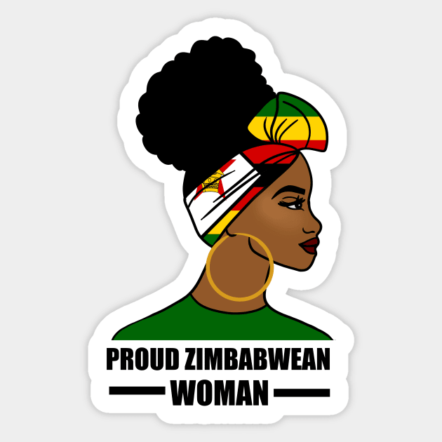 Proud Zimbabwean Woman, Zimbabwe Flag African Sticker by logiamerch